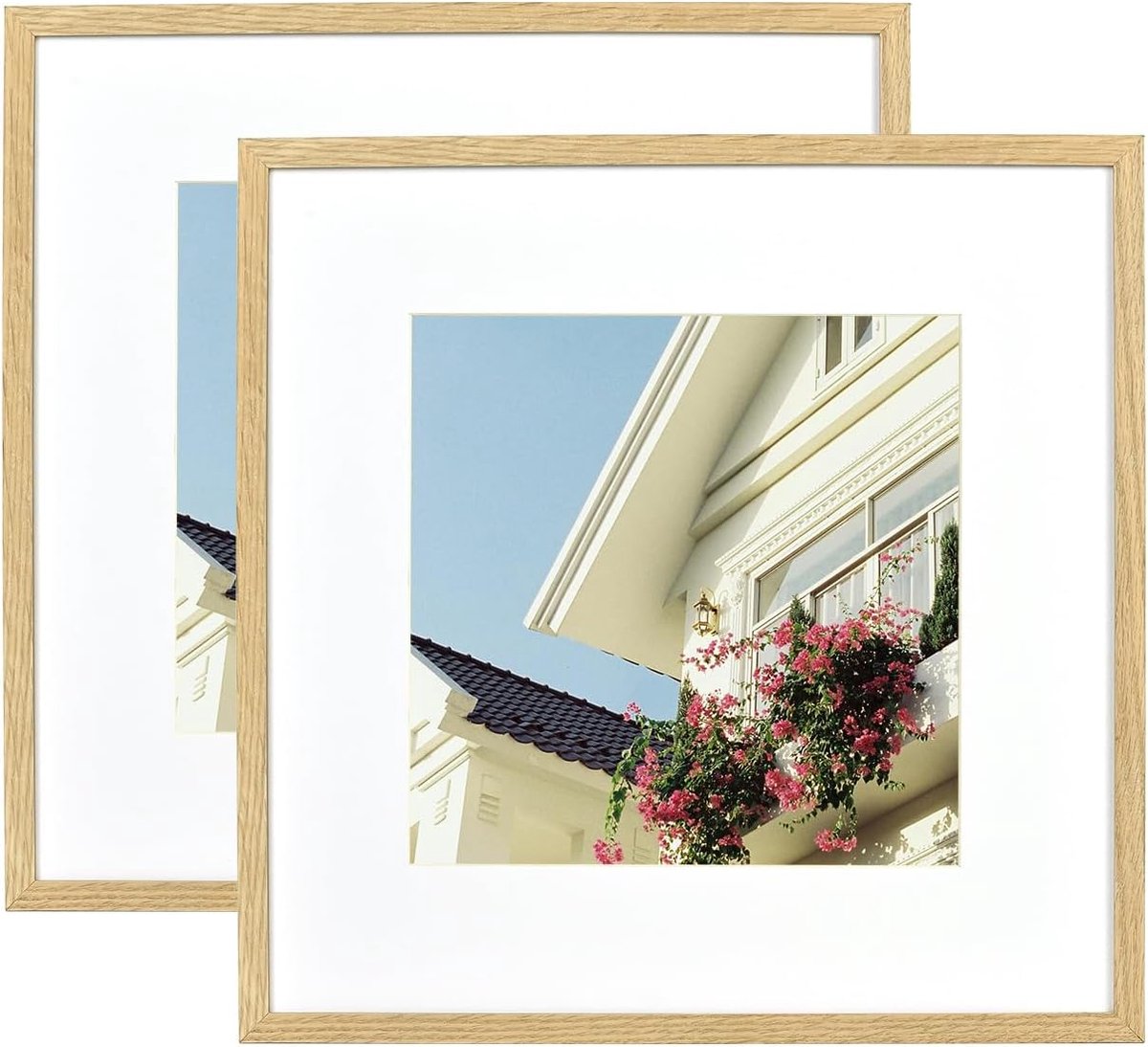 SnelShoppen - Houten Fotolijsten 25x25 cm met Acrylglas - 2-Pack voor 15x15 cm Foto's - Verticaal/Horizontaal Hangen voor Collages, Posters en Foto's