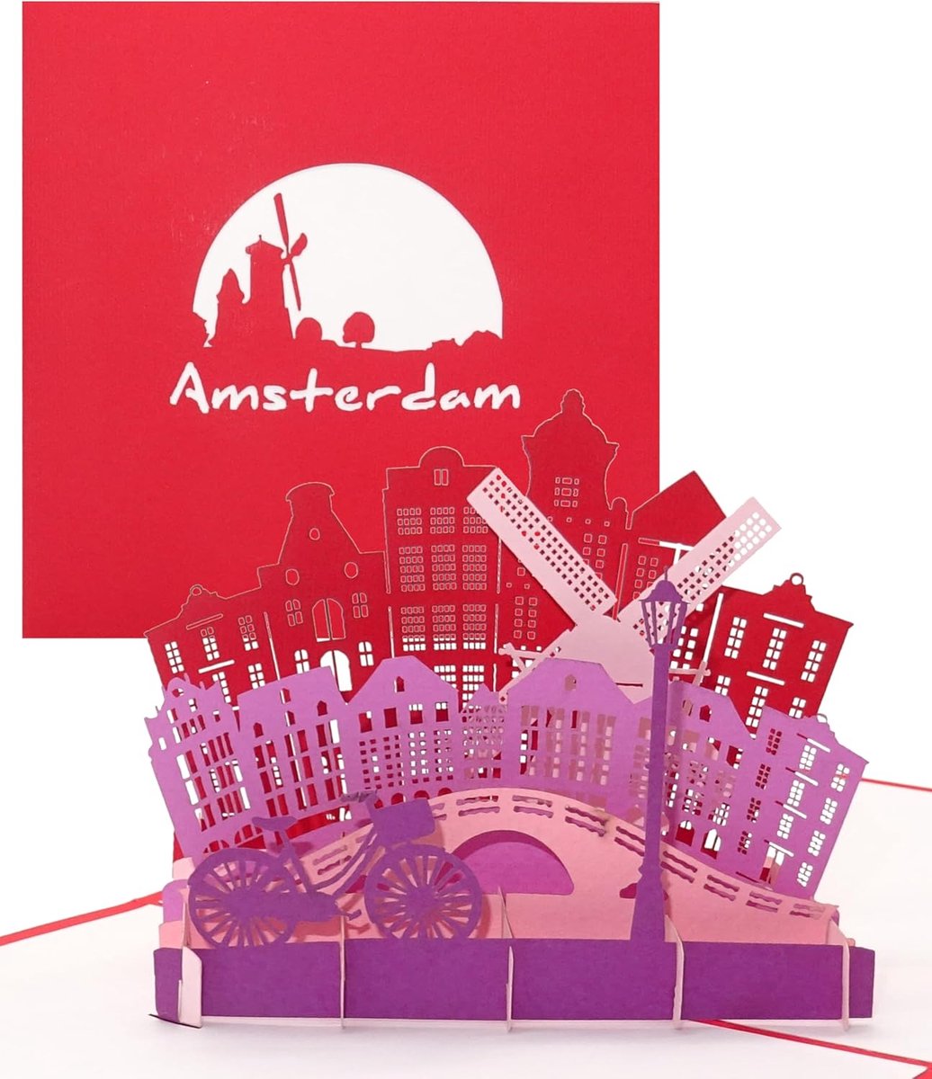 SnelShoppen - Pop-up kaart Amsterdam 3D, panorama souvenir, cadeaukaart, verjaardagskaart, decoratie, Holland & Amsterdam reischeque, uniek geschenk