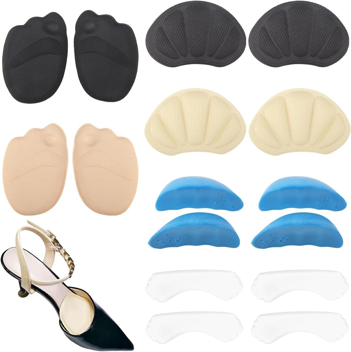 8 Paar Hielkussentjes en Schoenvullers voor Losse Schoenen, Antislip en Zelfklevend voor Comfort en Ondersteuning