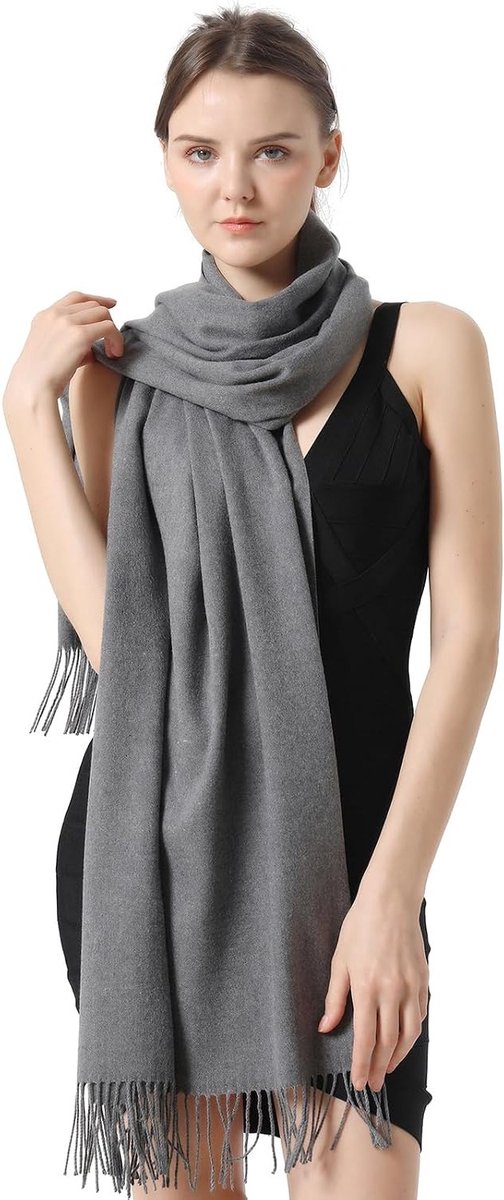 Zachte cashmere pashmina sjaal en stole - luxe sjaal, warme pashmina, stijlvolle accessoires in grijs