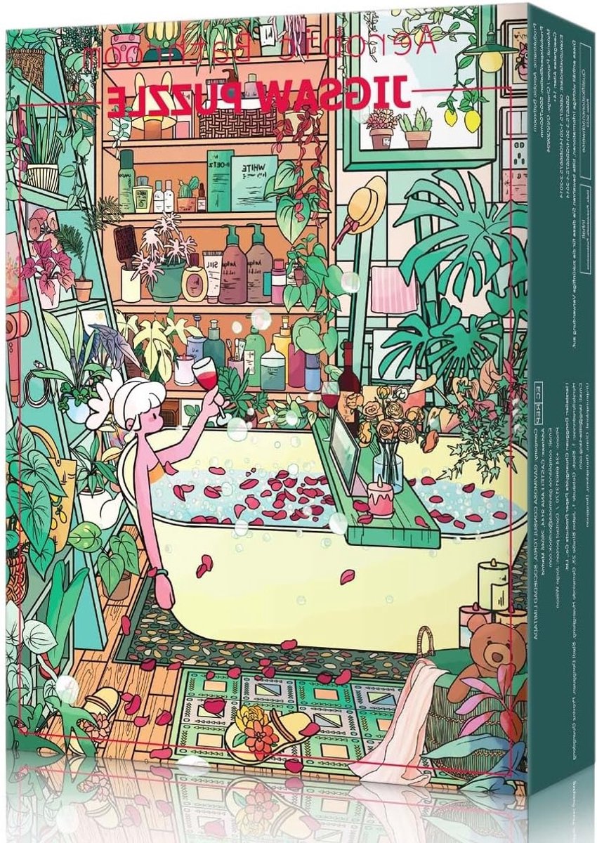Puzzel van 1000 Stukken met Badkamerplanten, 70 x 50 cm, Duurzaam Grijs Karton en Inclusief 1:1 Poster, Perfect voor Puzzelliefhebbers en Natuurliefhebbers