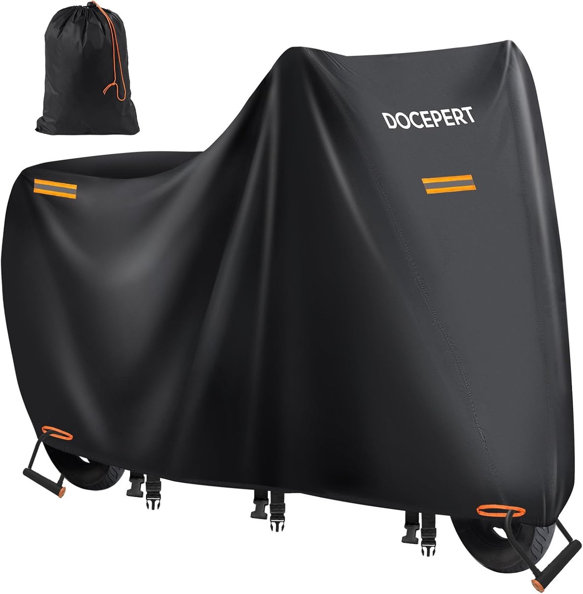 SnelShoppen - Motorhoes Waterproof Buiten, 420D Oxford Materiaal, All-Weather Motorcover met 4 Reflecterende Strepen, 3 Winddichte Gespen, Voor- en Ac