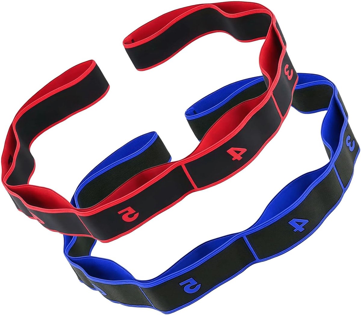 SnelShoppen - Set van 2 Sport Elastieken Rood & Blauw, Fitness Elastiek met Lussen voor Rek- en Spiertraining, Ideaal voor Yoga, Pilates en Thuis Work