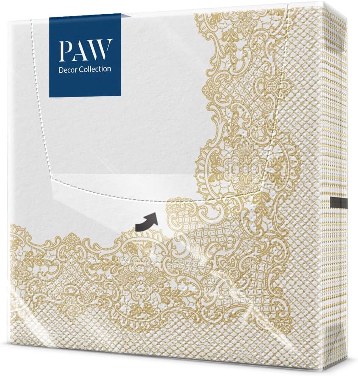 SnelShoppen - Papieren Servetten 3 Laags (33 x 33 cm) - 20 Stuks - Goudkleurige Royal Lace - Milieuvriendelijk - Ideaal voor Bruiloften, Communies en