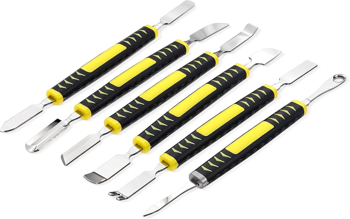 SnelShoppen - 6 Delige Dubbelzijdige Metalen Spudger Set, Professionele Elektronica Reparatie Opening Tool, Antistatische Opening-Pry Tool, Niet-Schad