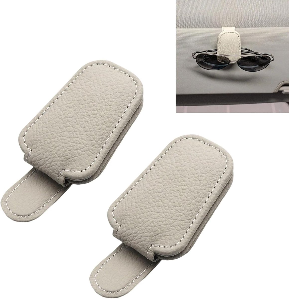 SnelShoppen - Universele Brillenhouder Auto - Duurzaam PU+PVC - Zwart - Praktische Clip voor Auto-Brillen - Perfect als Cadeau - Multifunctioneel Acce