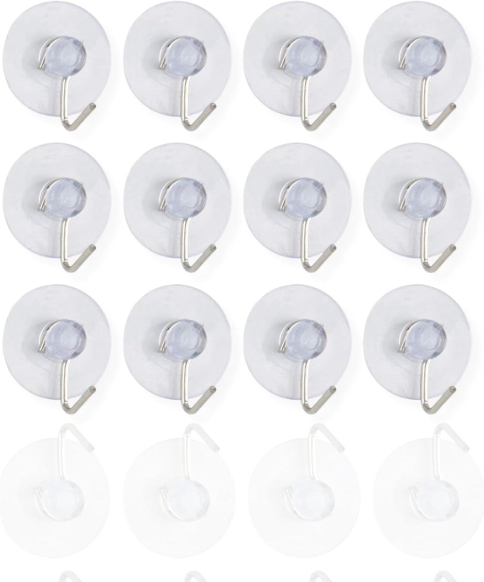 SnelShoppen - Set van 12 Suction Wall Hooks - 3.5cm Diameter - Duurzame, Herbruikbare Haakjes voor Keuken, Badkamer, Auto - Krachtige Hechting, Geen G