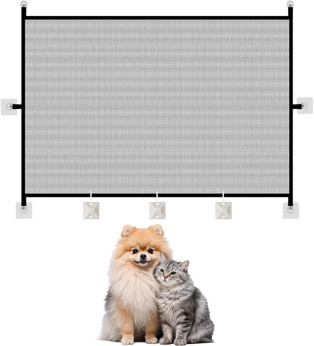 SnelShoppen - Kattenbeschermingsrooster, Babybeveiliging, Puppyhekken, Traphek, Zonder Boren, 110 x 72 cm, Veiligheid voor Kinderen en Huisdieren