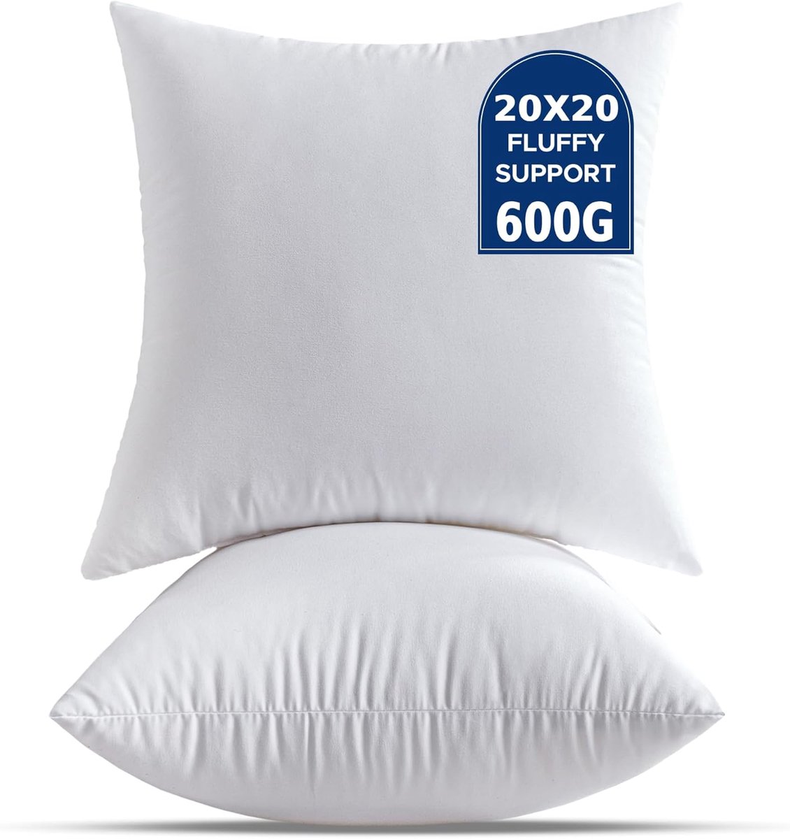 SnelShoppen - Set van 2 Grote Witte Decoratieve Kussenvullingen 50x50 Cm voor Sofa, Bed en Bank - Ideaal voor Binnengebruik, Duurzaam en Volledig Gevu