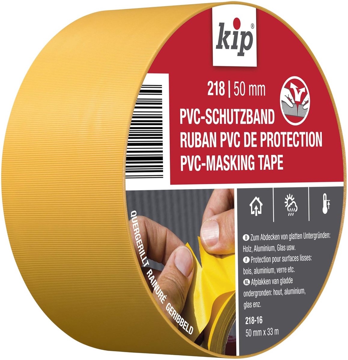 SnelShoppen - Masking Tape 50mm x 33m - Cross-ribbed PVC Plakband voor Schilderen - Bescherming voor Gladde Oppervlakken - Ideaal voor Alu, Glas en Ge