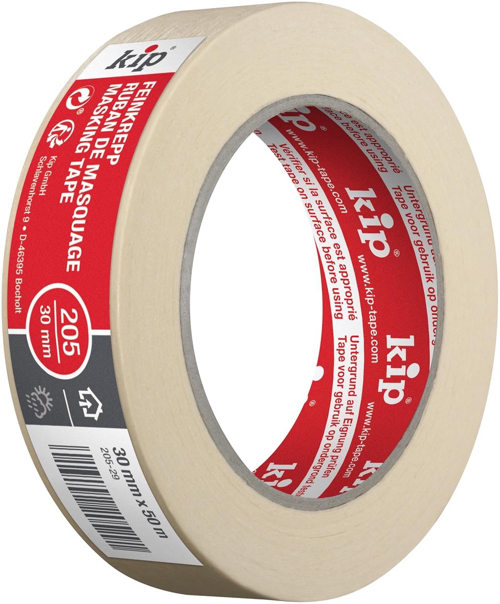 SnelShoppen - Crepe Tape 30 mm x 50 m - Hoge Kleefkracht - Flexibele & Scheurvaste Maskingtape - Voor Binnengebruik - Mooie Gekleurde Randen - Perfect