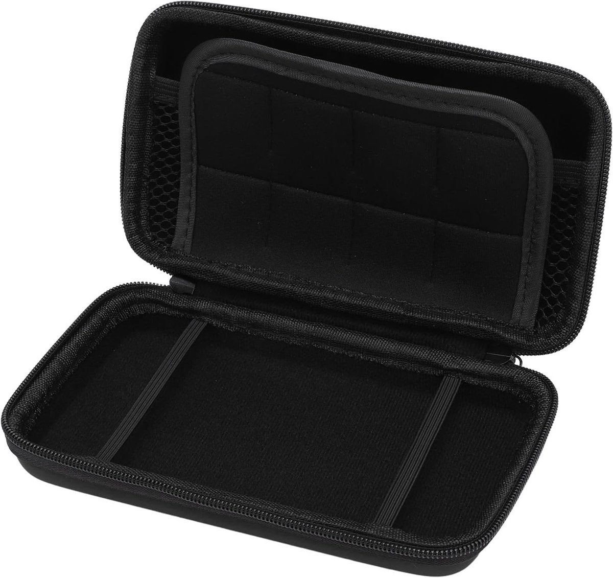 SnelShoppen - Hard Shell Reis Etui voor 3DS XL/2DS XL/DS Lite/DSI XL Consoles met 8 Game Slots en Accessoire Opbergruimte - Zwart