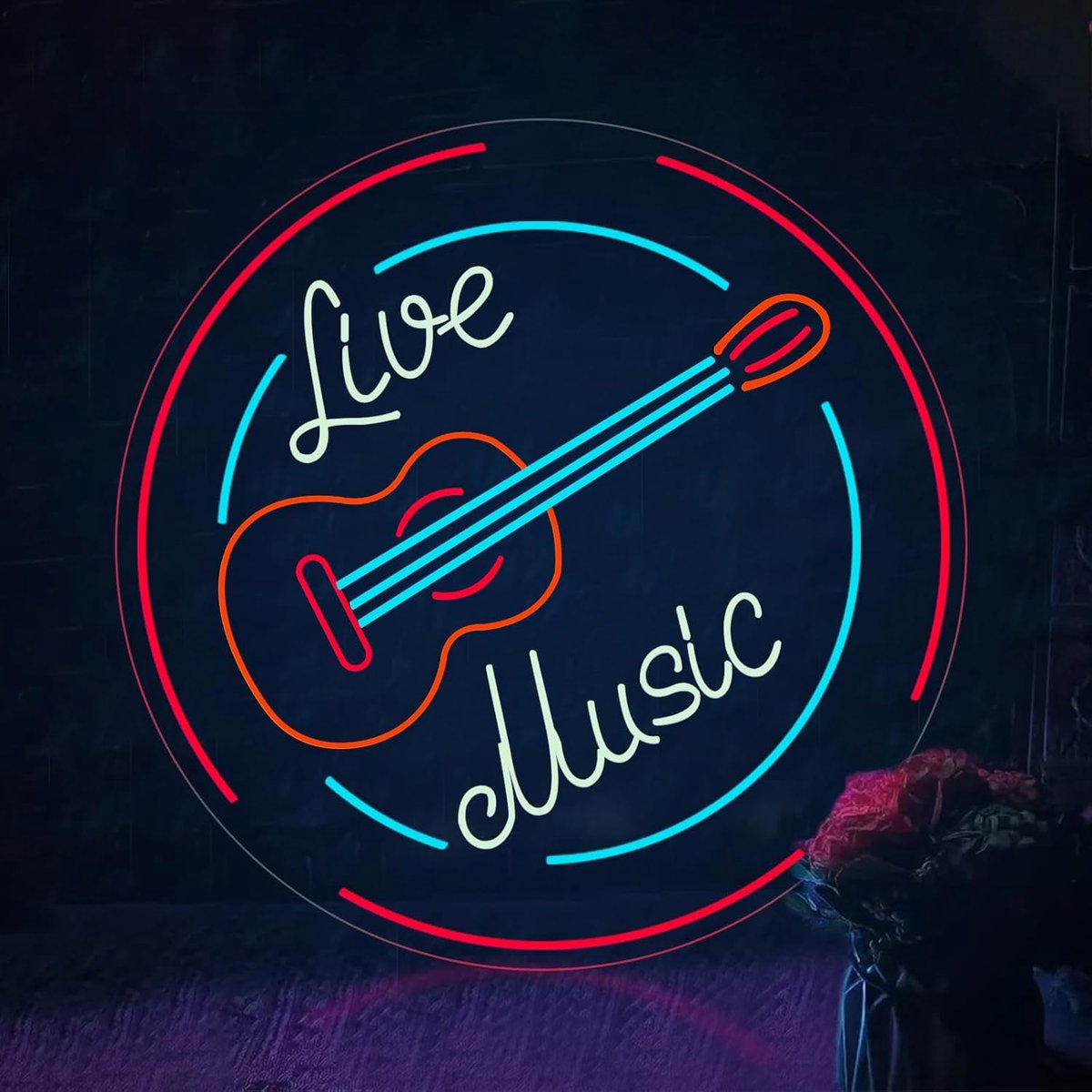 SnelShoppen - Neon Sign Live Music Dimmable LED Guitar Wanddecoratie Bar, USB Neonlicht voor Feest, Kantoor en Thuis