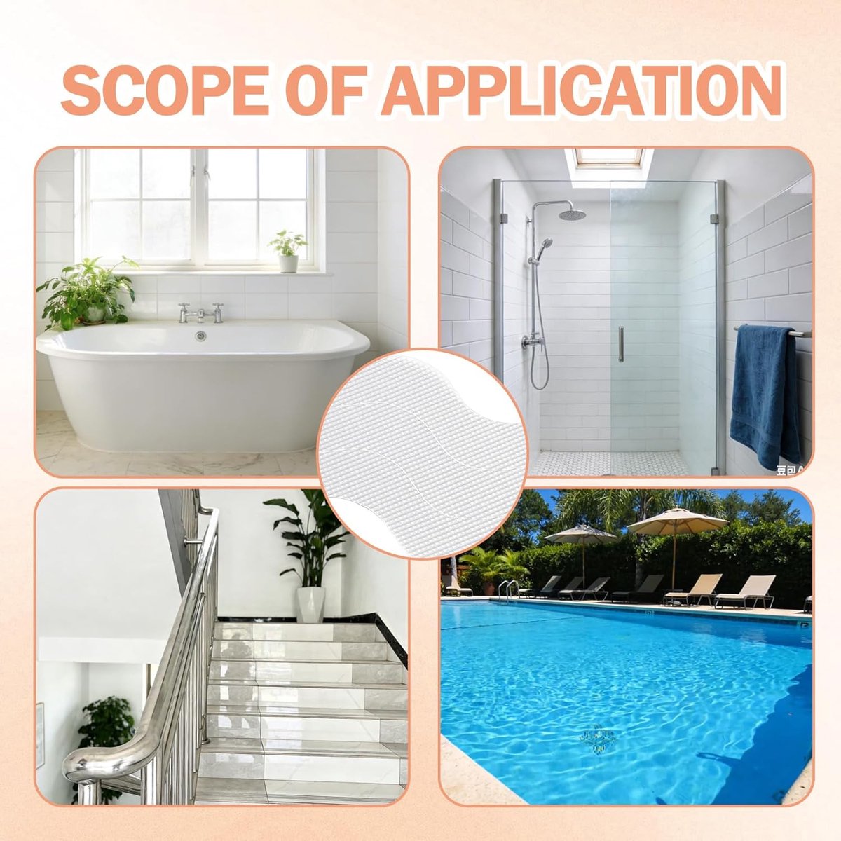 SnelShoppen - 48 Stuks Antislip Stickers voor Douche, Badkuip, Trap, Veiligheid voor Kinderen en Volwassenen, Transparant met Schraper, Maximale Hecht
