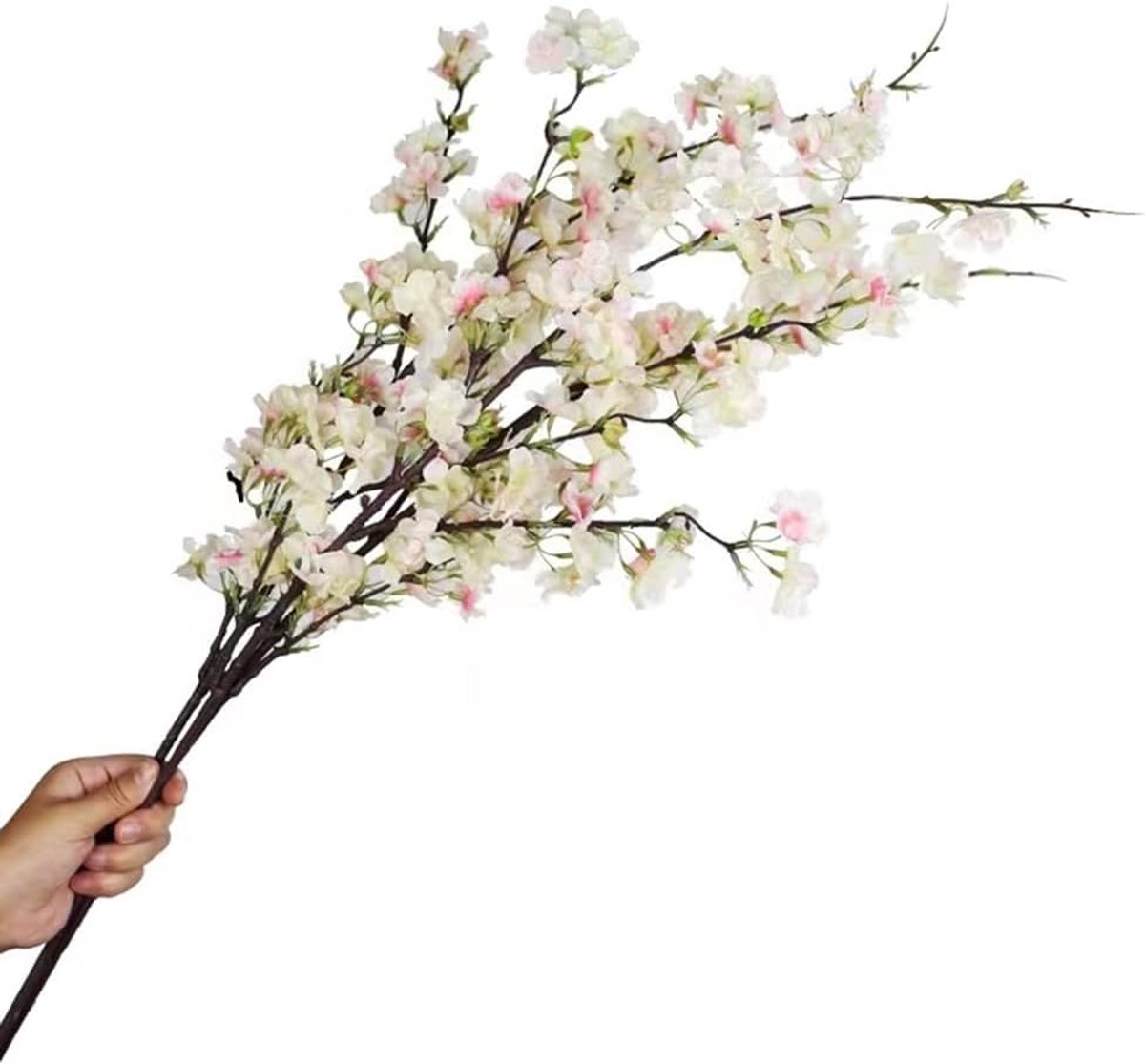 SnelShoppen - 4 Stuks 43 Inch Kunstmatige Lange Takken Kersenbloesem Zijde Bloemen voor Thuis Bruiloft Feest Decoratie, Lichtroze