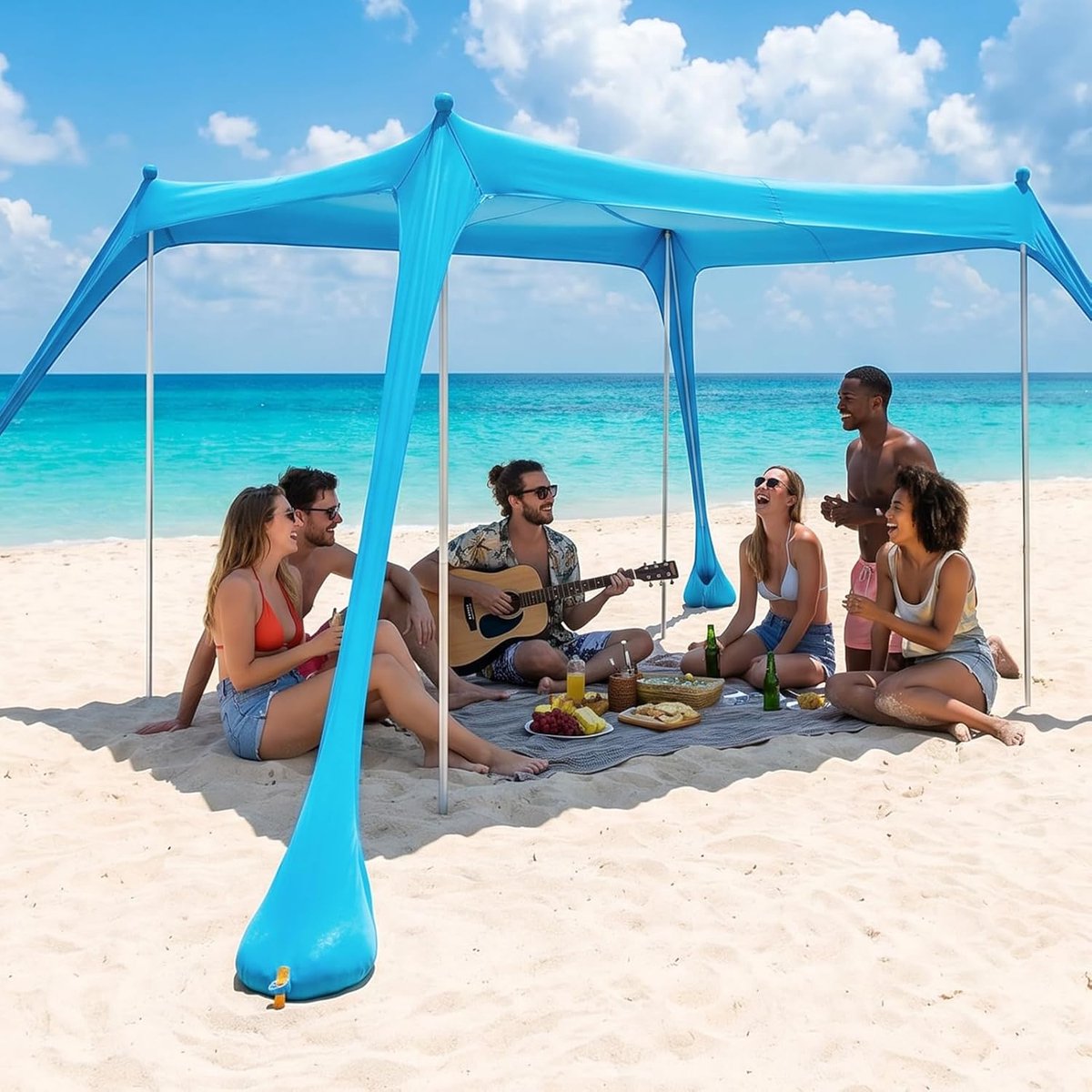 SnelShoppen - Strandtent UV Bescherming, Opvouwbaar, Lichtgewicht, Ideaal voor Strand, Camping, Tuin, Familie, Kinderen, Gemakkelijk te Transporteren,
