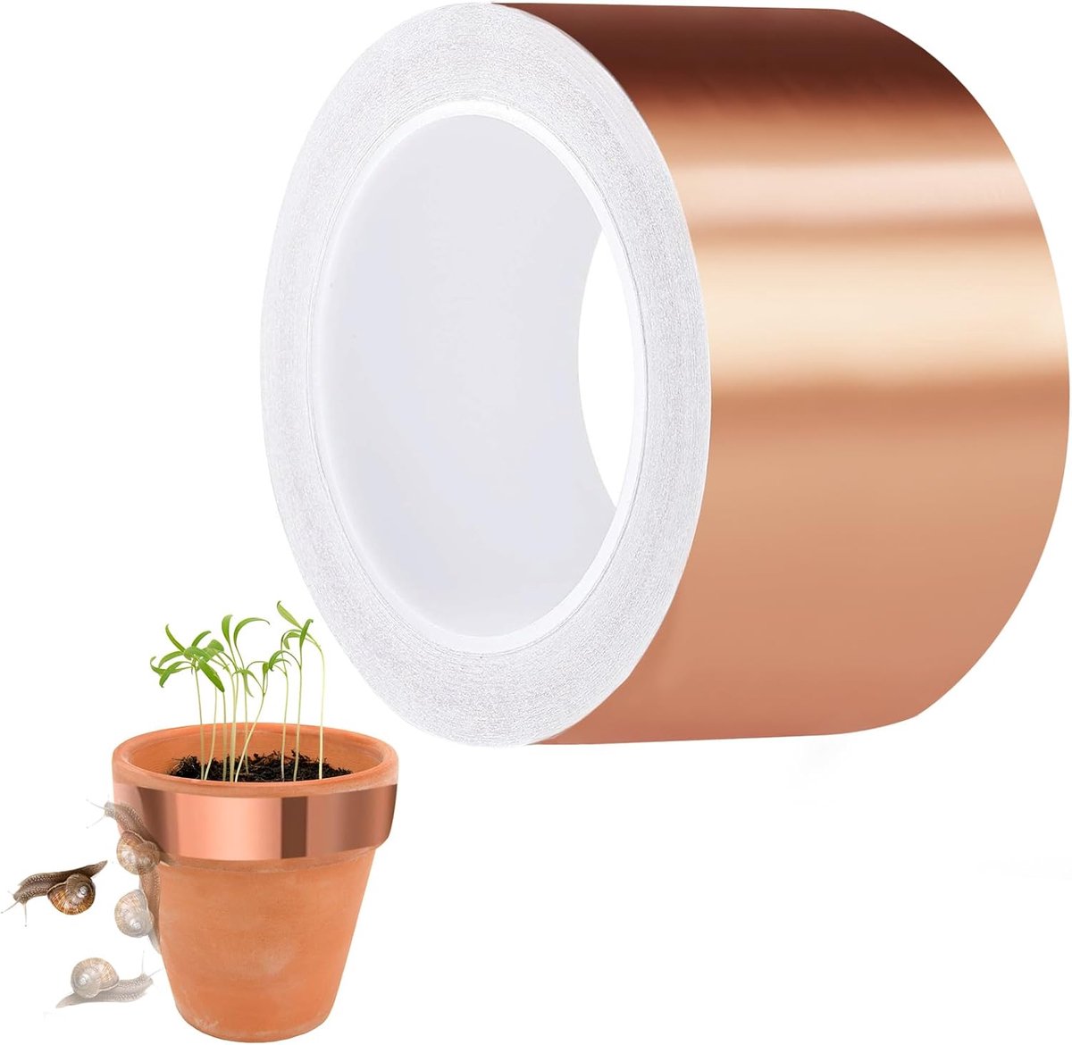 SnelShoppen - Copper Band Tegen Slakken, Zelfklevende Koperen Tape 70mm × 20m, Snail Defense voor Tuin en Balkon, Plantenbescherming voor Verhoogde Bl