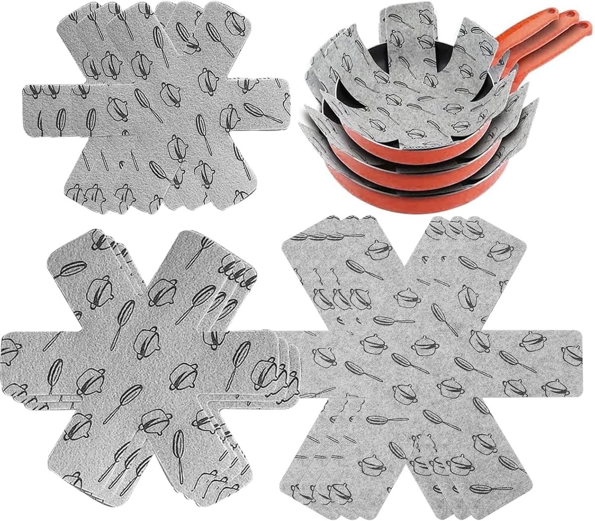 SnelShoppen - 12-delige Vilt Gevoerde Premium Scheidingspads voor Keuken - Coasters ter Bescherming van Oppervlakken - Ultra Dun en Lichtgewicht - Han