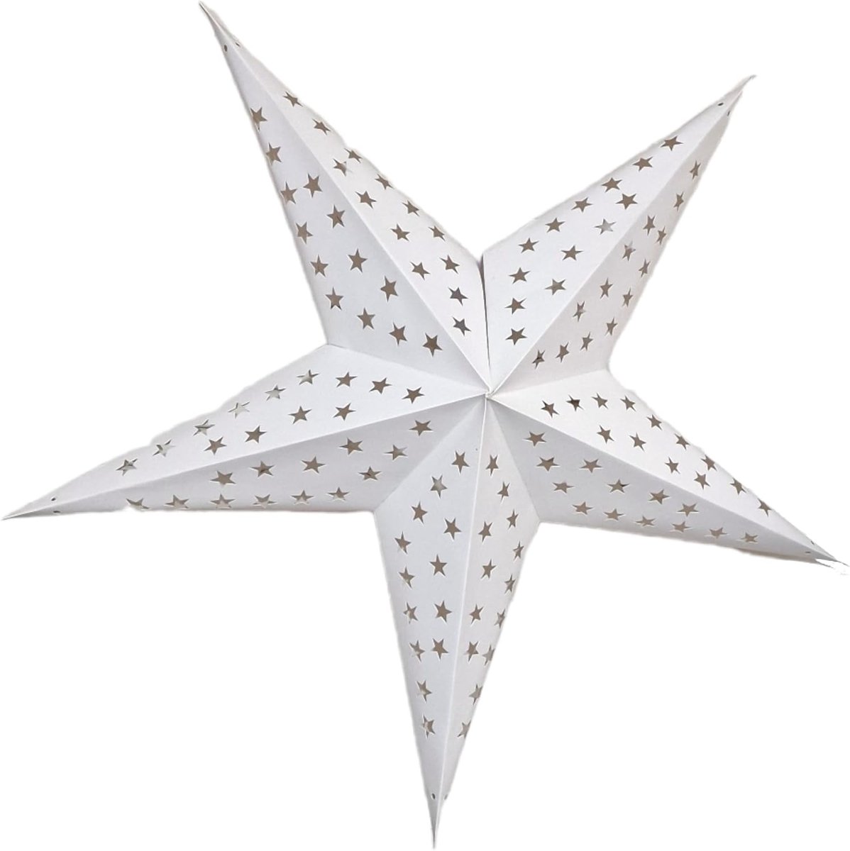 SnelShoppen - Papieren Ster Lantaarn Lampenkap 60 cm - Wit - Opknoping Decoraties voor Kerstmis, Bruiloft, Verjaardagsfeestje, Huisdecoratie, Feest, S