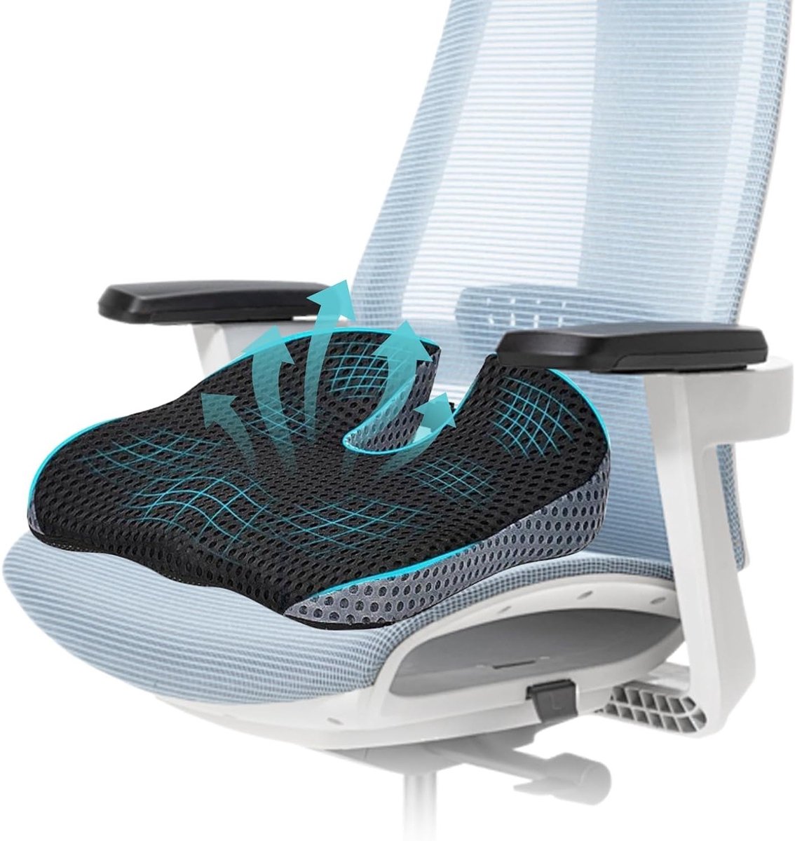 Ergonomisch Zitkussen met Geheugenfoam en Antislip Onderkant voor Kantoor en Auto - Verlichting van Coccyxpijn, Ademend en Wasbaar, Ideaal voor Thuisgebruik