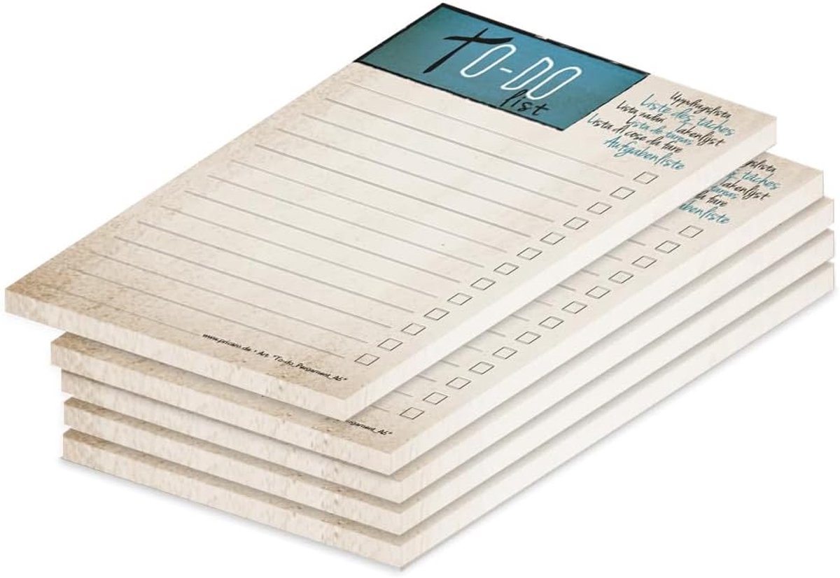SnelShoppen - To-Do List 'Parchment' A6, Magnetisch, 5 Stuks, 50 Vel per Blok, Perfect voor Organisatie, Thuis, Werk, en School