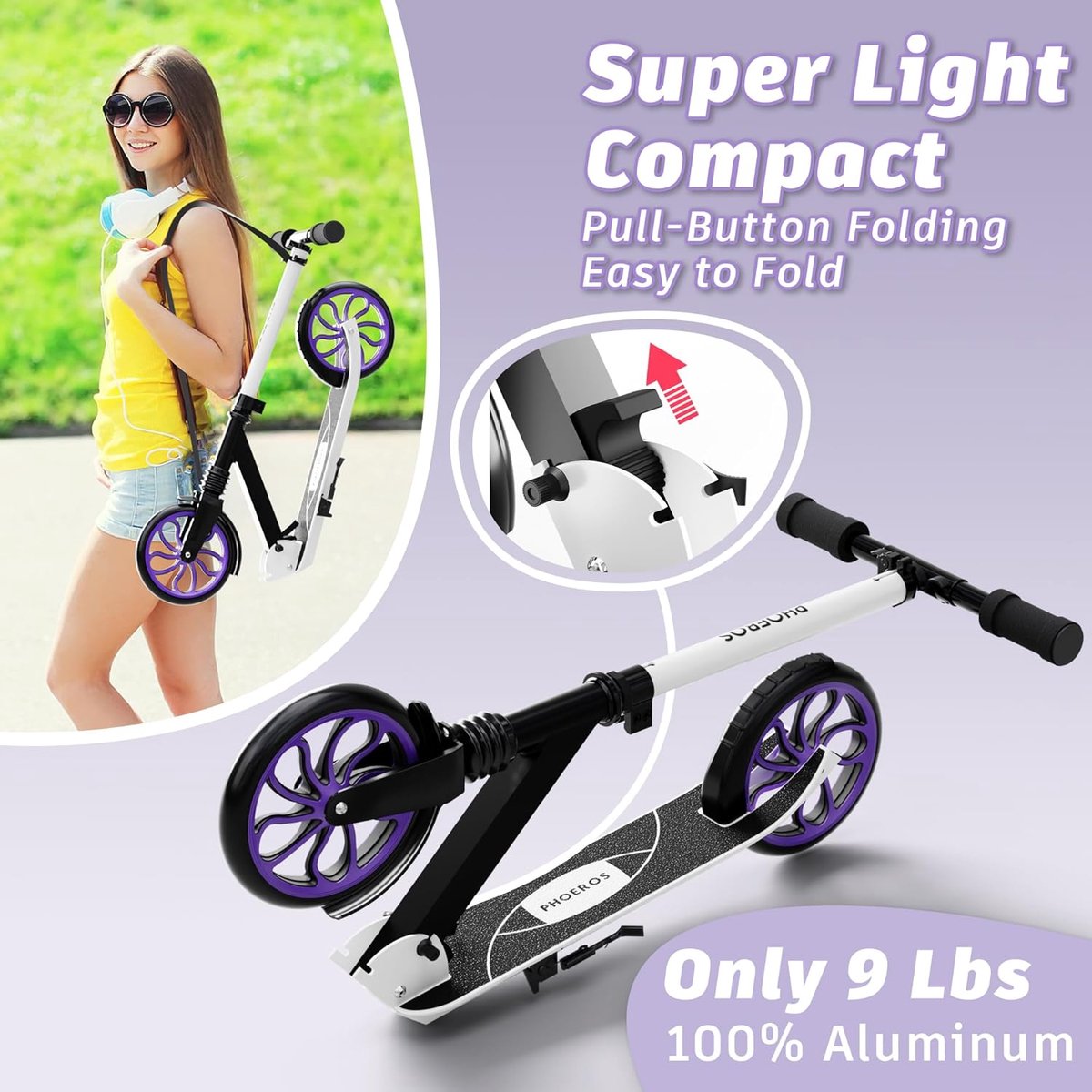 Thijox - PHOEROS Kick Scooter voor Kinderen en Tieners 6-12 Jaar - Lichtgewicht Aluminium Step met 20,3 cm Wielen - Opvouwbaar en Verstelbaar - Perfec
