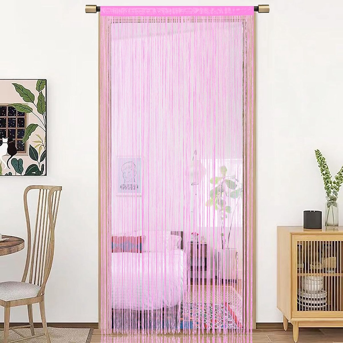 Deurgordijn raamdecoratie ruimteverdeler decoratie enkel gordijn voor ramen 90x200cm babyroze