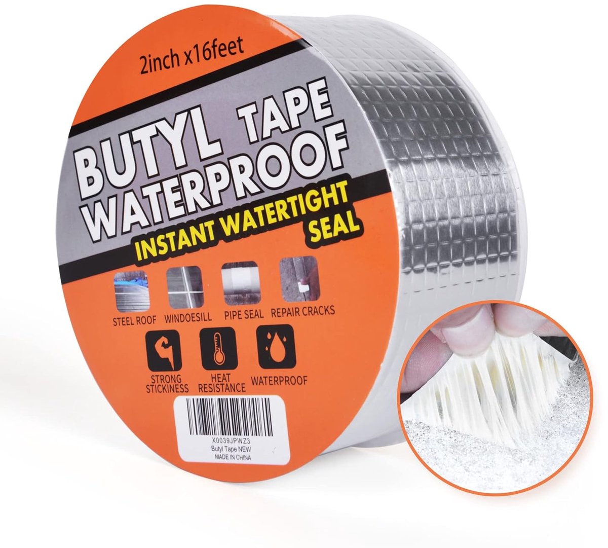 SnelShoppen - Waterproof Butyl Tape - Sterke Plakband voor Dakreparatie, Aluminium Adhesive Tape 5cm x 4.88m voor Ramen, Auto's, PVC, DIY Projecten