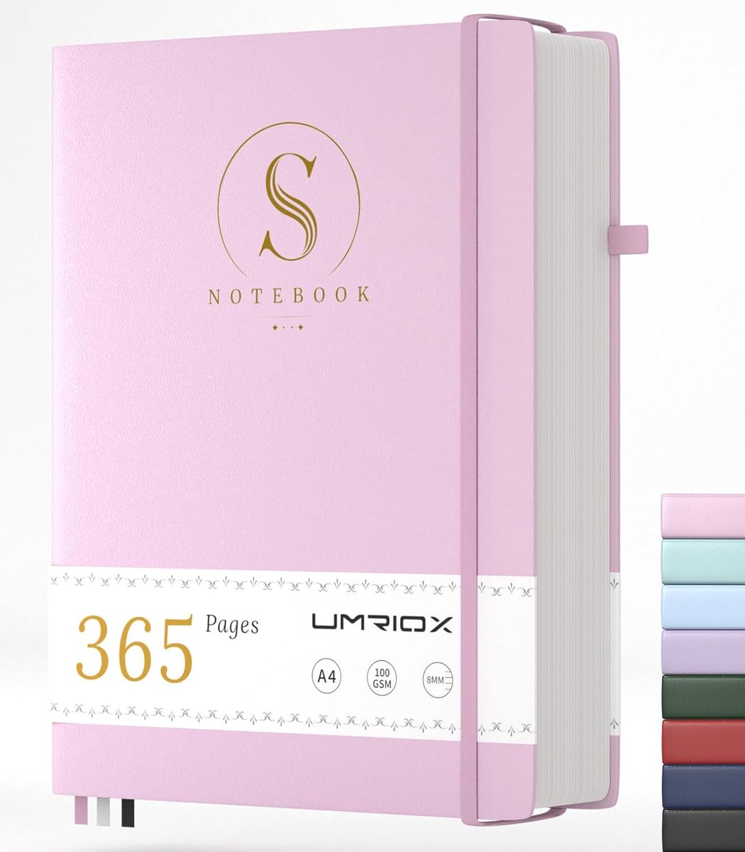 SnelShoppen - A4 Notitieboek met Lijnen, Dikke Lederen Journal, 365 Pagina's, 100g/m² Papier, Hardcover Notepad voor Werk, School, Kantoor, 21.5 x 28