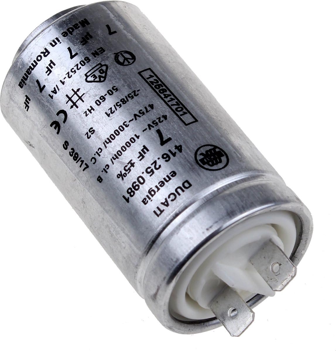 SnelShoppen - Capacitor 7µF voor Wasdroger - Compact 60mm x 35mm - Met 6.3mm Faston Aansluiting en Montagesysteem