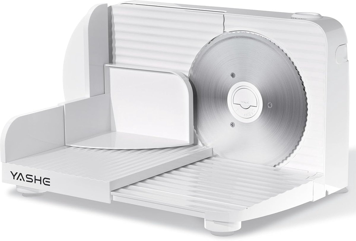 SnelShoppen - Opvouwbare Elektrische Allessnijder 180W - Broodsnijder met Instelbare Dikte 0-15mm - 17cm Roestvrijstalen Lemmet - Compact en Ruimtebes