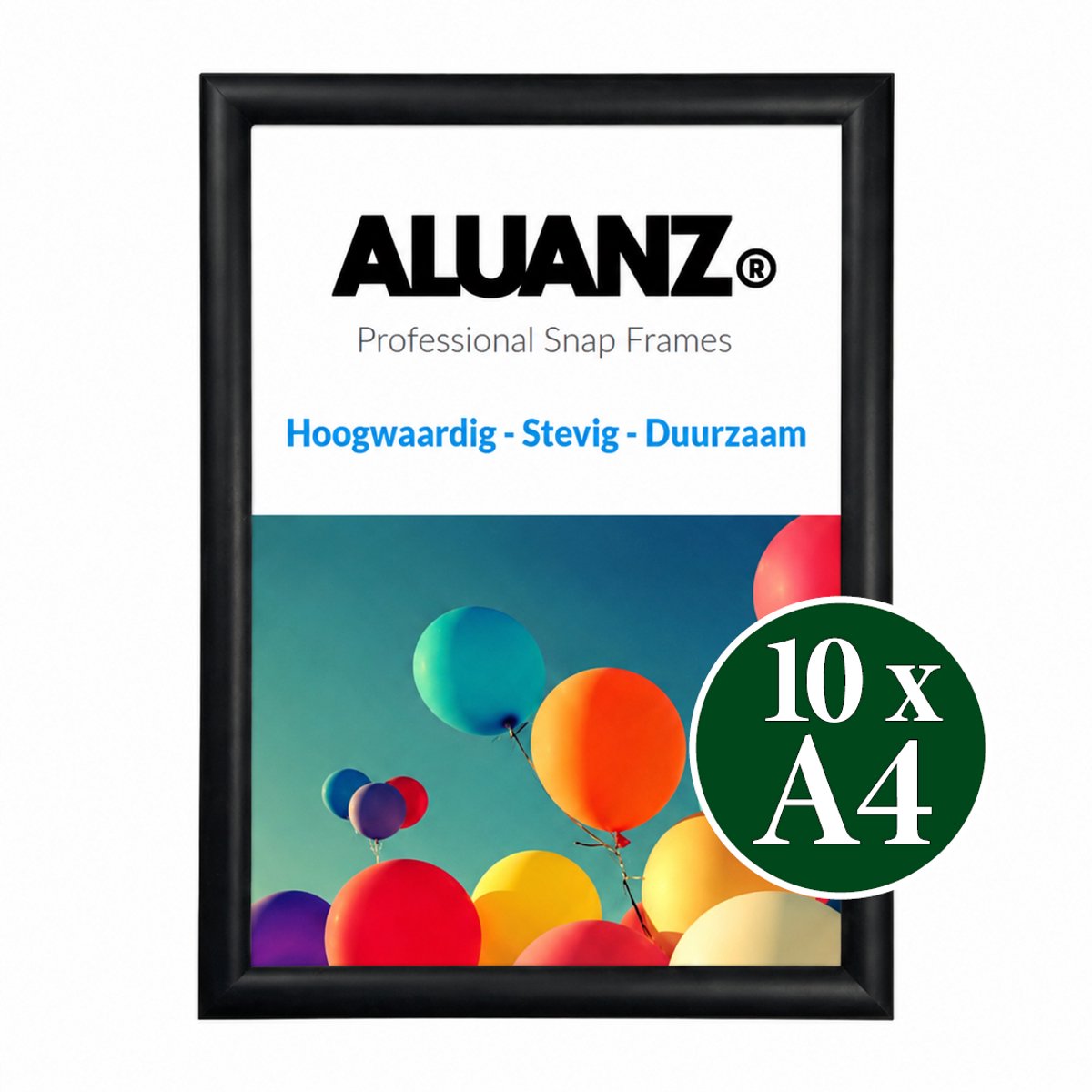 Aluanz 10 stuks A4 Kliklijst Zwart - Aluminium - Wissellijst - Posterlijst - Fotolijst - Inclusief Beschermfolie