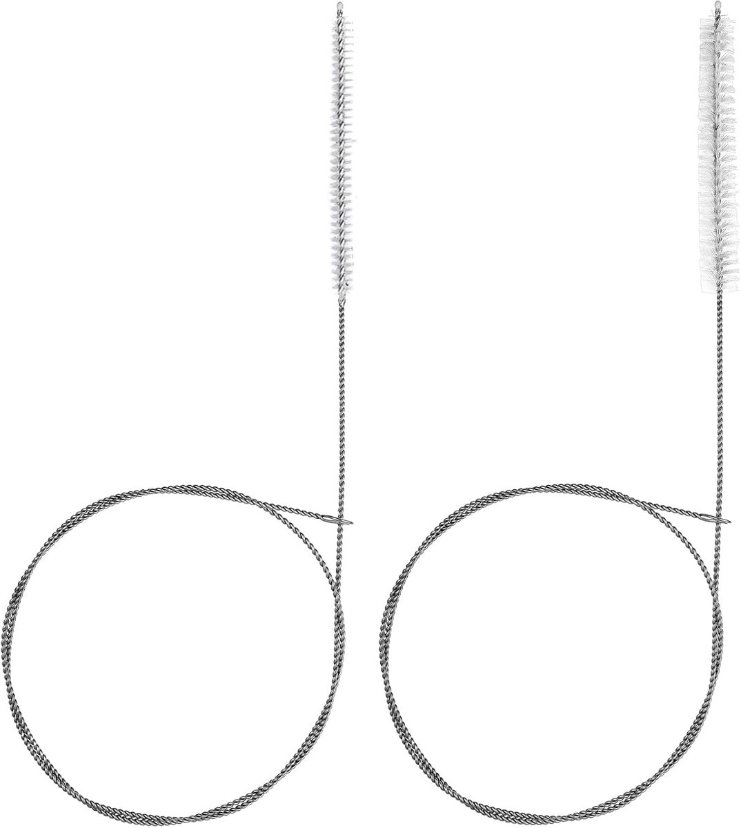 SnelShoppen - 2pcs RVS Slangborstel Set met 1m Lange Nylon Borstels voor Buis, Fles en Melk Slangen - Ideaal voor Keuken, Camping en Ventilatie