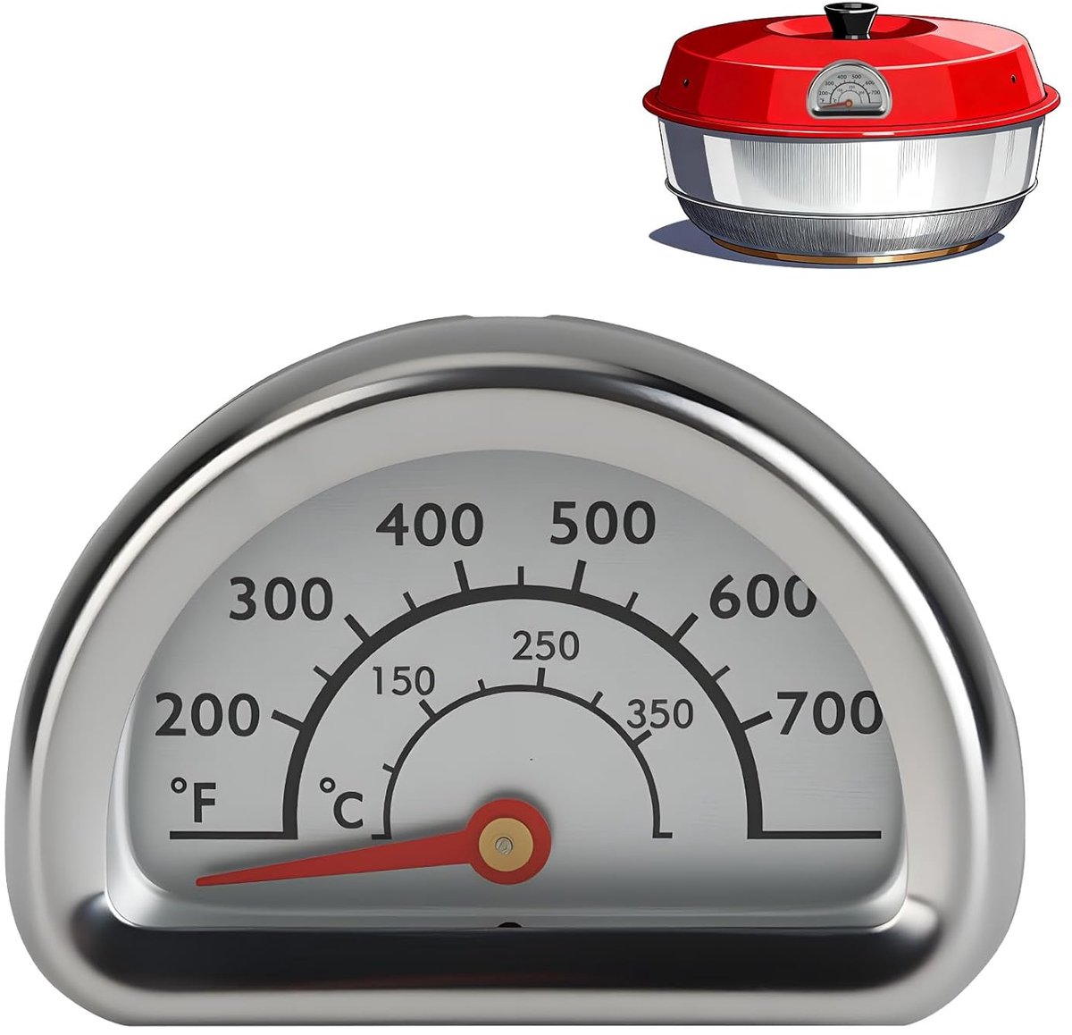 SnelShoppen - Oven Thermometer RVS met 7 cm Probe, 0-400 °C Keuken Thermometer voor Grillen en Koken, Ideaal voor Camping en Thuisgebruik