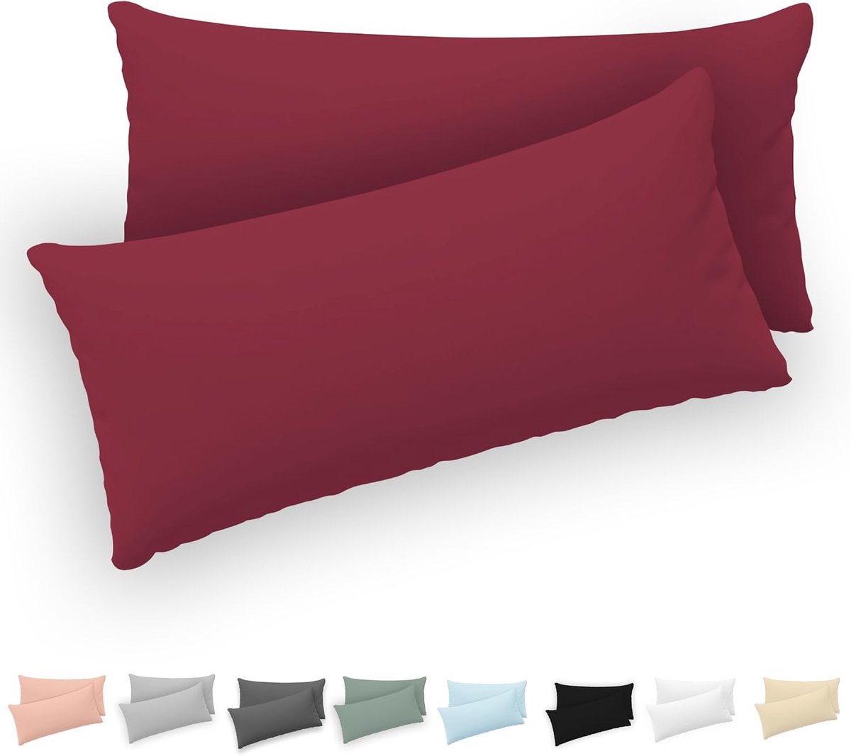 SnelShoppen - Set van 2 Katoenen Jersey Kussenhoezen 40x80 cm - 150 GSM - Oeko-Tex Gecertificeerd - Ideaal voor Dagelijks Gebruik en Stijlvolle Slaapk