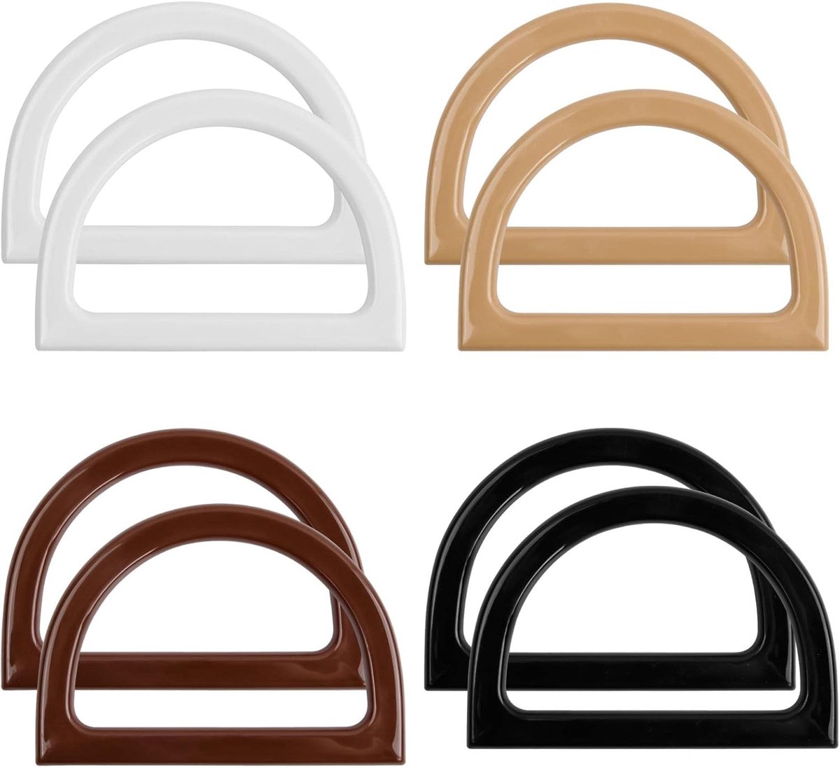 SnelShoppen - 8 Stuks D Vorm Handtas Handgrepen, Vervangingsaccessoires voor DIY Strandtassen, Wicker Tassen, Markt Tassen, Hoogwaardige Plastic Handv