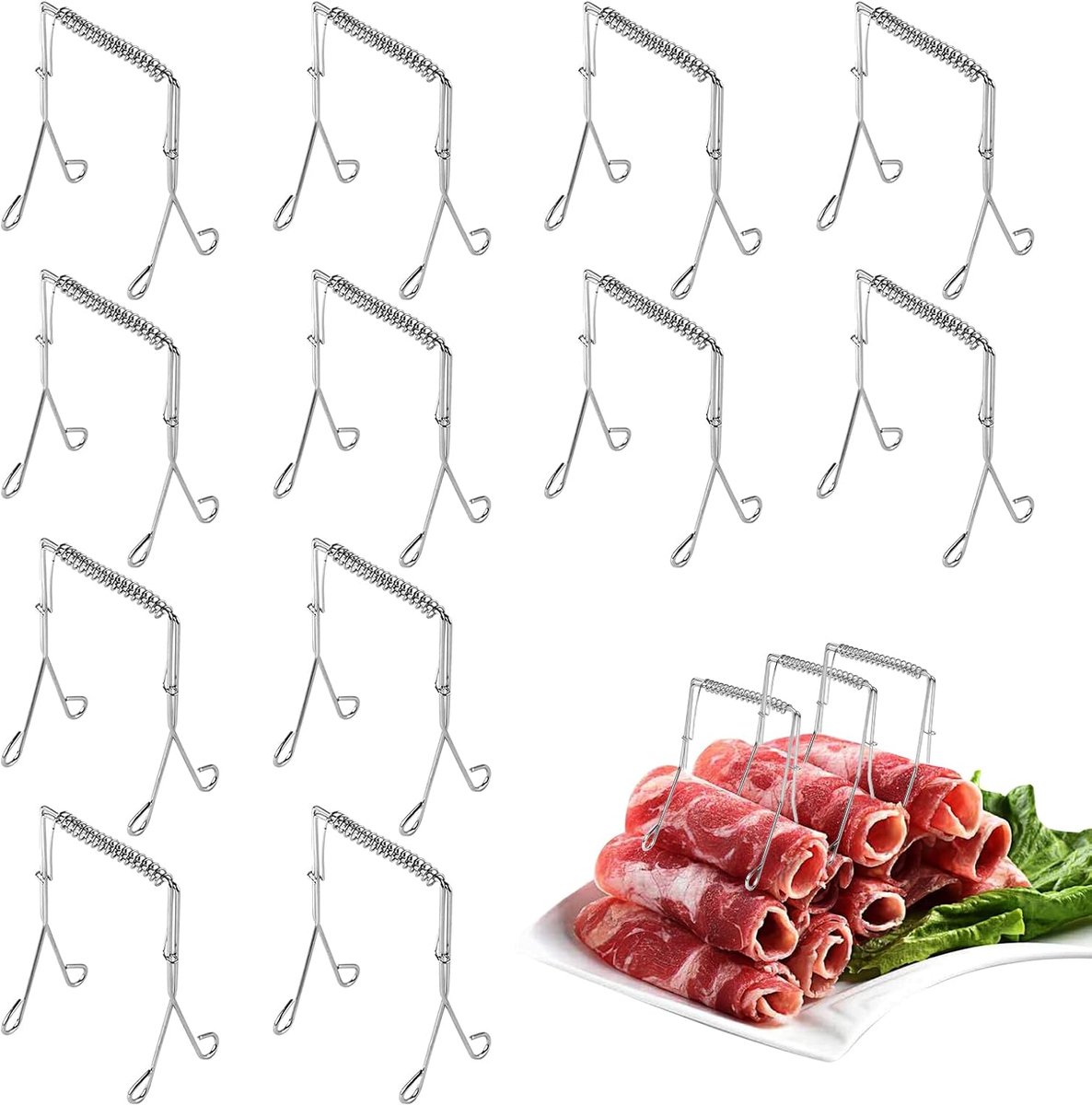 SnelShoppen - Pack van 12 RVS Roulade Klemmen - Herbruikbare Roll Klemmen - Perfecte Alternatief voor Roulade Naalden - Cabbage Roulade Klemmen voor K