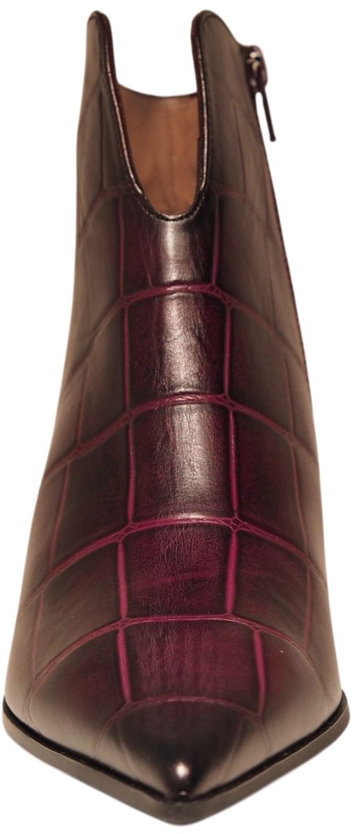 Hispanitas bordeaux leren enkellaarzen met croco print