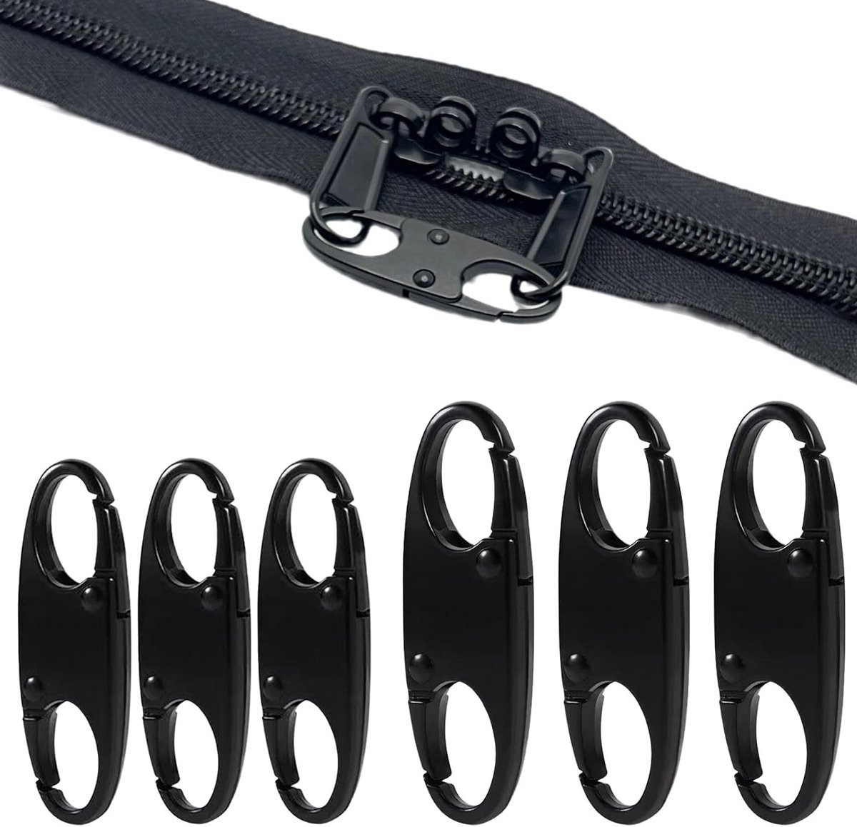 Hangsloten met ritssluiting 6 stuks - afneembare clips - karabijnhaak - ideaal voor reizen - ShopVlot