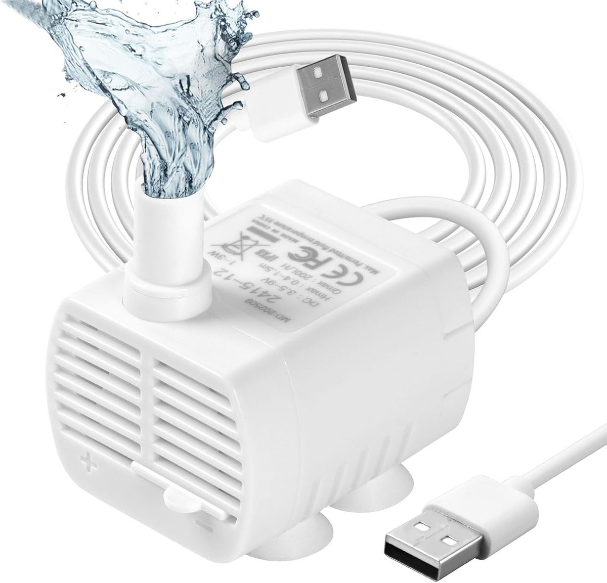SnelShoppen - Fluisterstille Waterpomp - Submersibele Pomp voor Aquarium, Vijver, Fontein en Hydroponics - DC 3.5-9V 1-3W (0.4-1.5m)