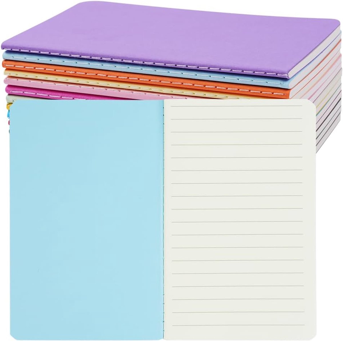 SnelShoppen - A6 Notitieboekjes Set van 13 Kleurrijke Notebooks, Soft Cover, 30 Vel, Handige School Notitieboekjes, Kantoor, Cadeau, 14x9cm