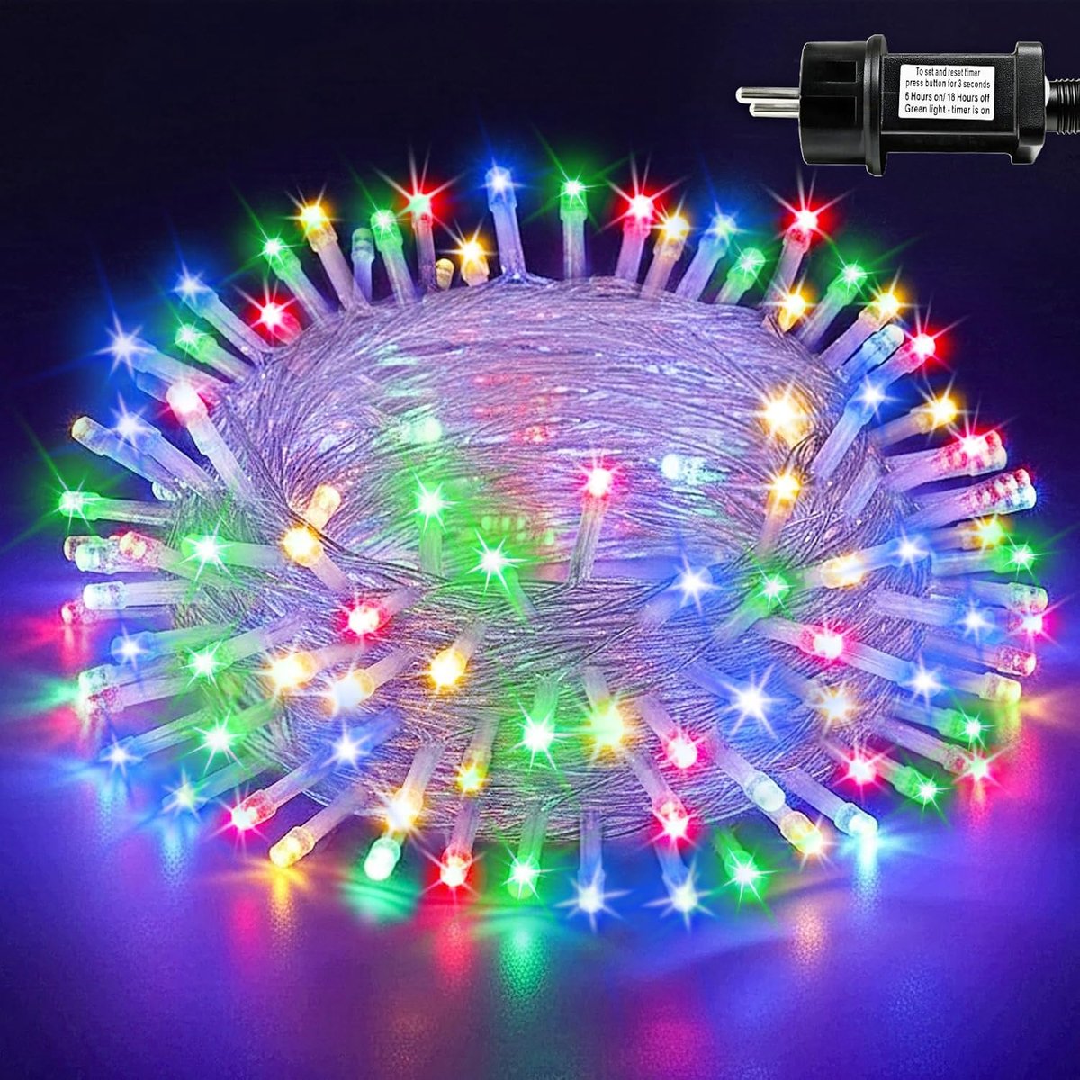 SnelShoppen - LED Fairy Lights Outdoor 30m - Kleurrijke Buiten Kerstverlichting met Stekker en Timer - 300 IP44 Waterdichte Feestverlichting voor Tuin