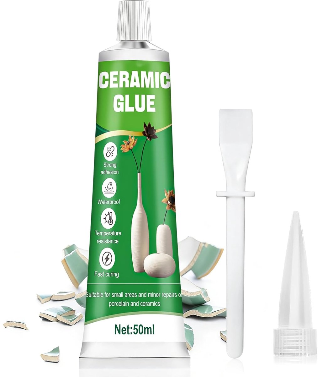 Thijox - Keramische Lijm 50ml, Sterke Hechting, Waterdichte Modelleerlijm voor Porselein en Harde Materialen, Ideaal voor Doe-Het-Zelf Reparaties