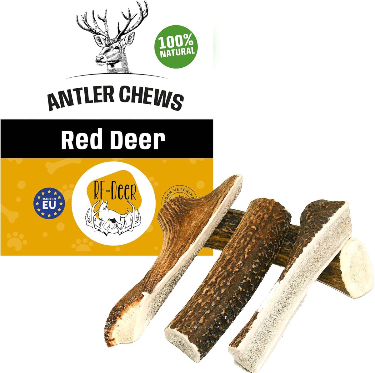 SnelShoppen - Dog Gutter met Hertengeweien | Natuurlijke, Veilige en Gezonde Hondensnack | Verkrijgbaar in Diverse Varianten | Maat S, 8-10 cm | Zacht