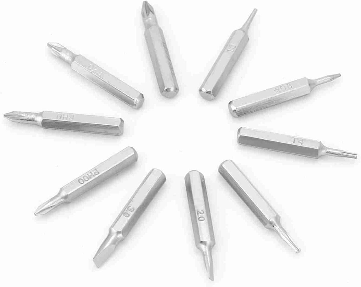 SnelShoppen - 10 Stuks 4mm Hex Shank Schroevendraaier Bits Set PH00 PH0 Z1 Z0 T5 T4 Star 08 van Hoogwaardig CR-V Materiaal, Rvs en Duurzaam, Perfect v