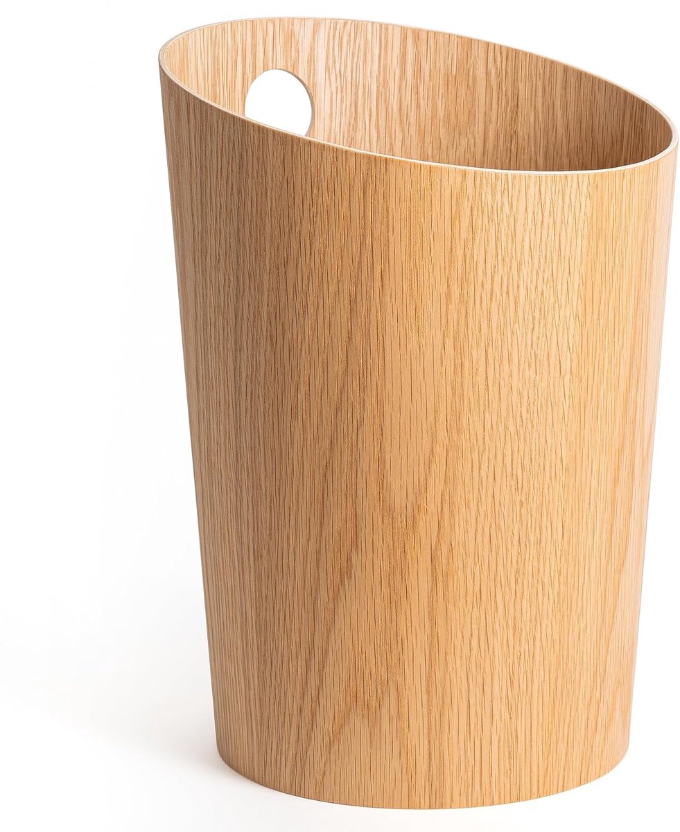 SnelShoppen - Design Papiermand 'Bennet' | Unieke Prullenbak van Echte Houtfineer | Eiken | Voor Kantoor, Slaapkamer, Kinderkamer en Meer