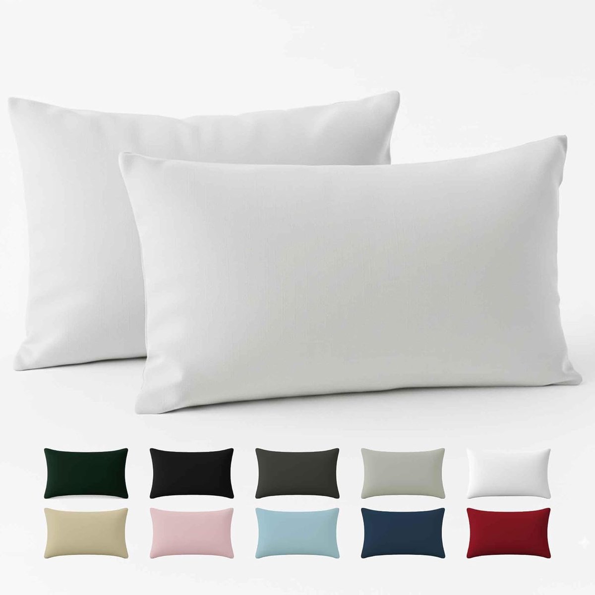 SnelShoppen - Set van 2 Versterkte Katoenen Kussenhoezen 40x70 cm - Wit - Ademend, Duurzaam, Oeko Tex voor Woonkamer, Tuin en Slaapkamer