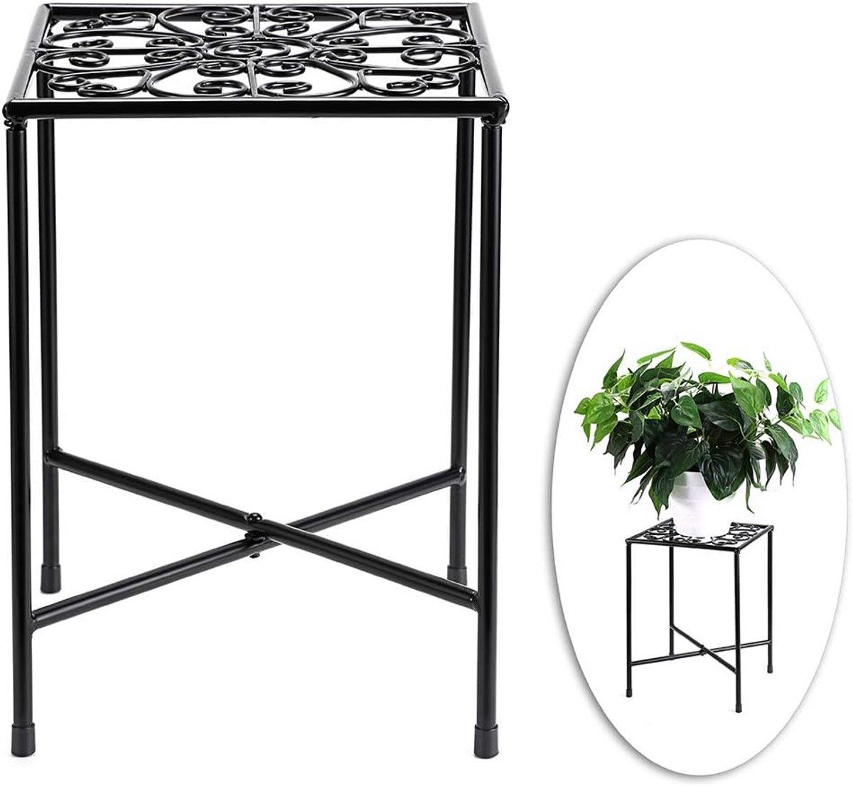 SnelShoppen - Metal Plant Stand Bloempot Houder Rack voor Binnen Buiten - Vintage Design, Ideaal voor Planten, Baskets en Decoratie - Hoogte Verstelba