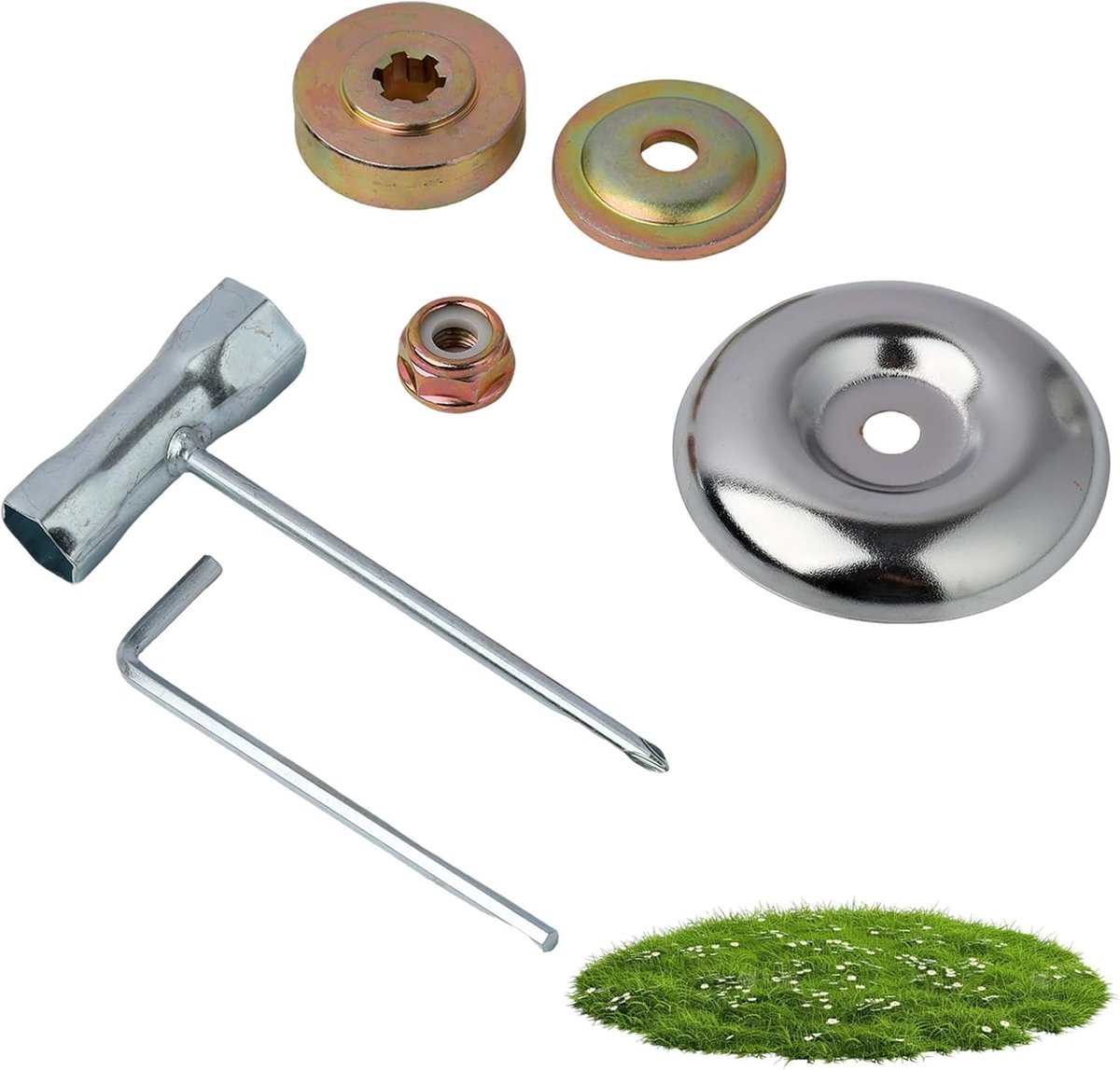 SnelShoppen - Universele Maaier Trimmer Accessoires Set - 6-Delige Messen Adapter Set voor Bosmaaiers en Grasmaaiers, Robuuste Metaalaccessoires voor