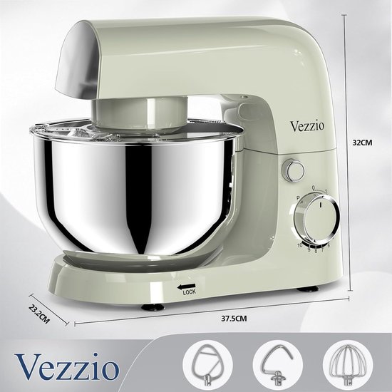Keukenmachine 1500W - Kneedmachine met 10 Snelheden - 4,5L RVS Mengkom - Groen — afbeelding 4
